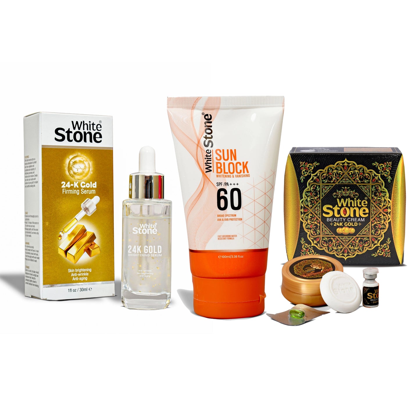 SPF 60 Sunblock + 24K Gold Firming Serum + 4 in 1 Beauty Cream
