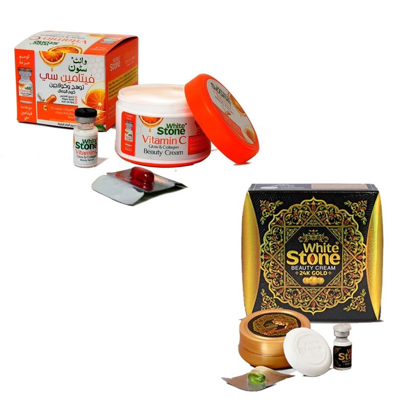 White Stone Vitamin C Glow Set + 24K Gold Beauty Collection Bundle