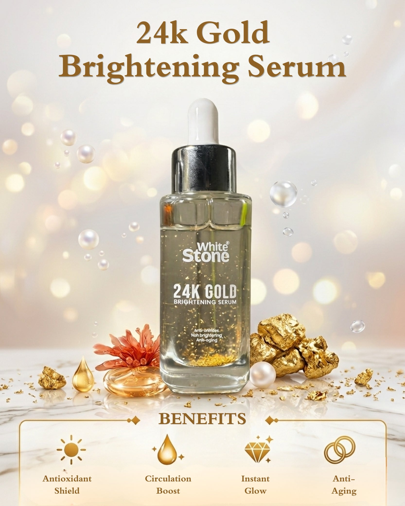White Stone 24K Gold Illuminating Serum – Age-Defying Glow Enhancer
