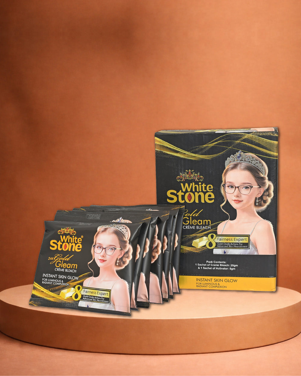 White Stone 24K Gold Radiance Crème Bleach – Instant Brightening & Complexion-Enhancing Kit